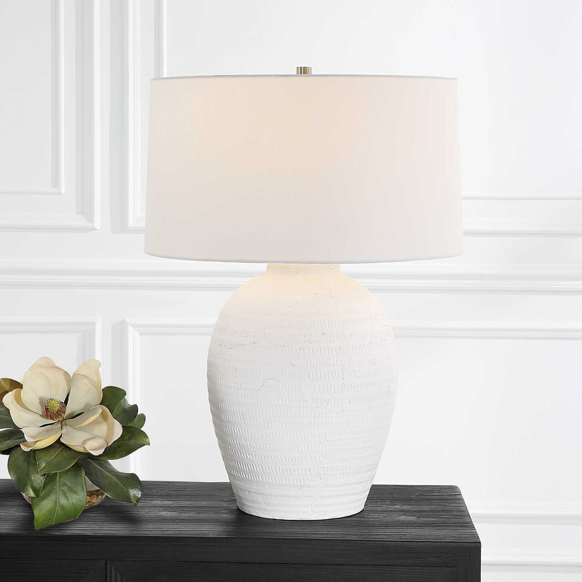 Reyna Chalk Table Lamp - White by Uttermost - View 5
