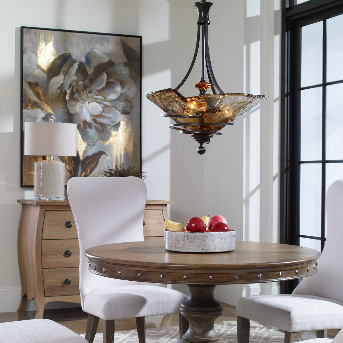 Vitalia 3 Light Pendant Oil Rubbed Bronze - Bronze / Light Brown by Uttermost - View 2