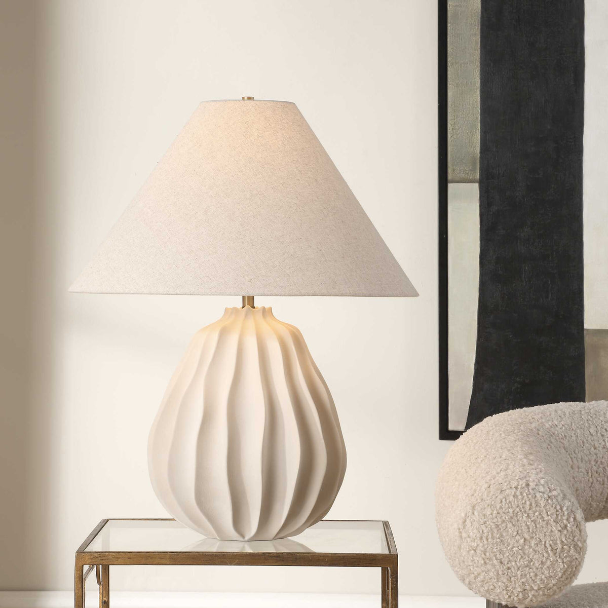 Javary Table Lamp - Beige by Uttermost - View 2
