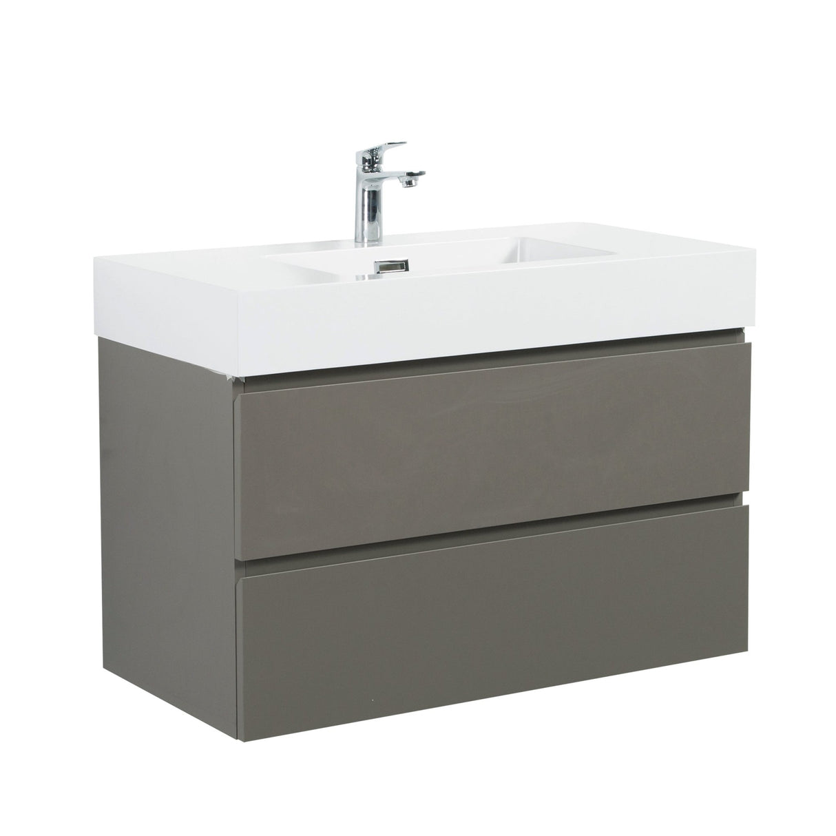 Alice 36" Gray Bathroom Vanity with Sink, Large Storage Wall Mounted Floating Bathroom Vanity for Modern Bathroom, One - Piece White Sink Basin without Drain and Faucet | Home Elegance USA