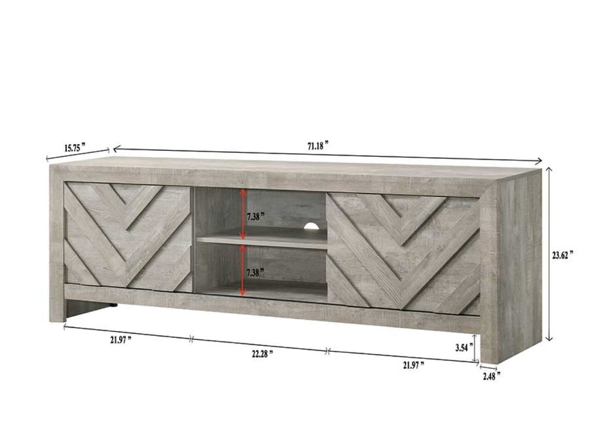 1pc Rustic Geometric Design Contemporary Traditional Interiors Entertainment Console TV Stand Living Room Furniture - sold by Home Elegance USA