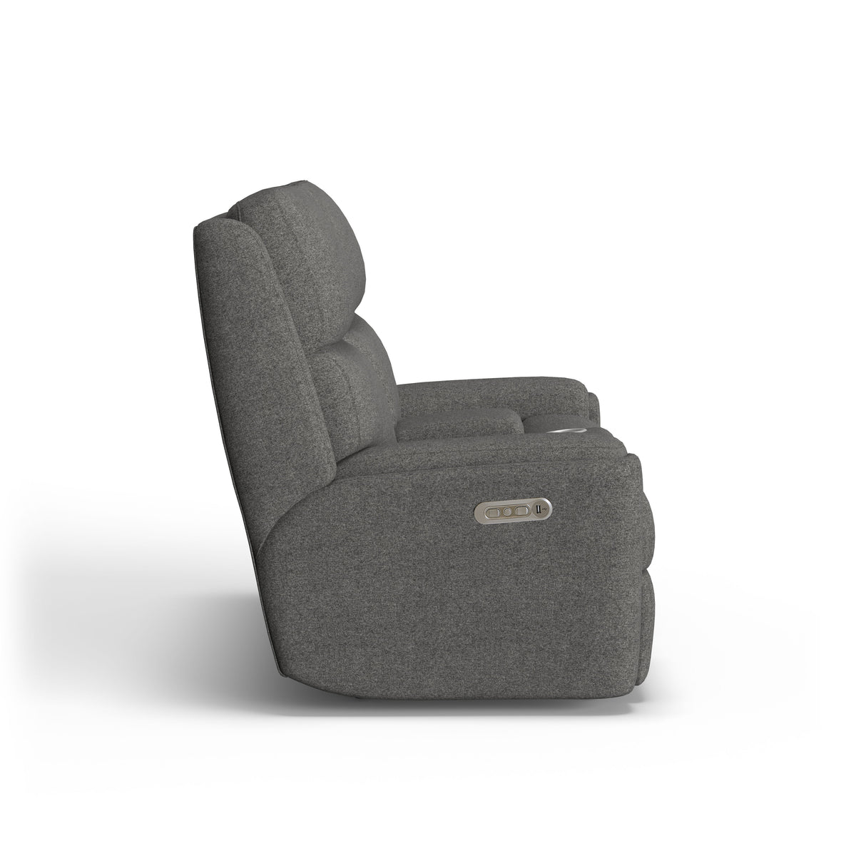 Rio Transitional Fabric Power Reclining Loveseat With Console & Power Headrests | Flexsteel