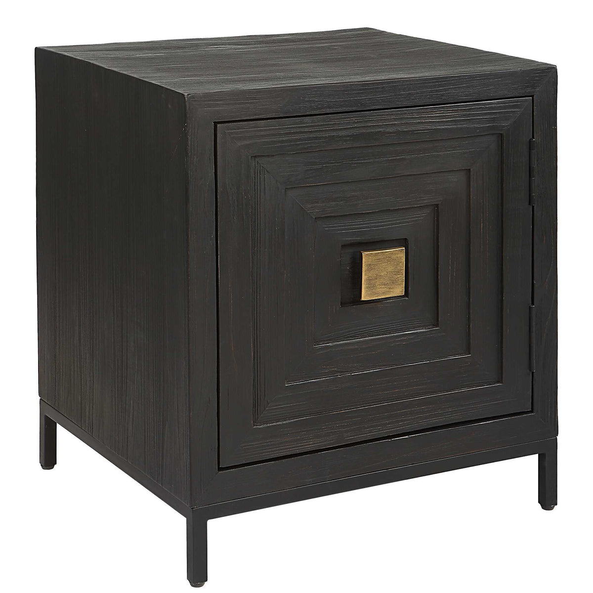 Aiken Geometric Cabinet / End Table - Black by Uttermost - View 3