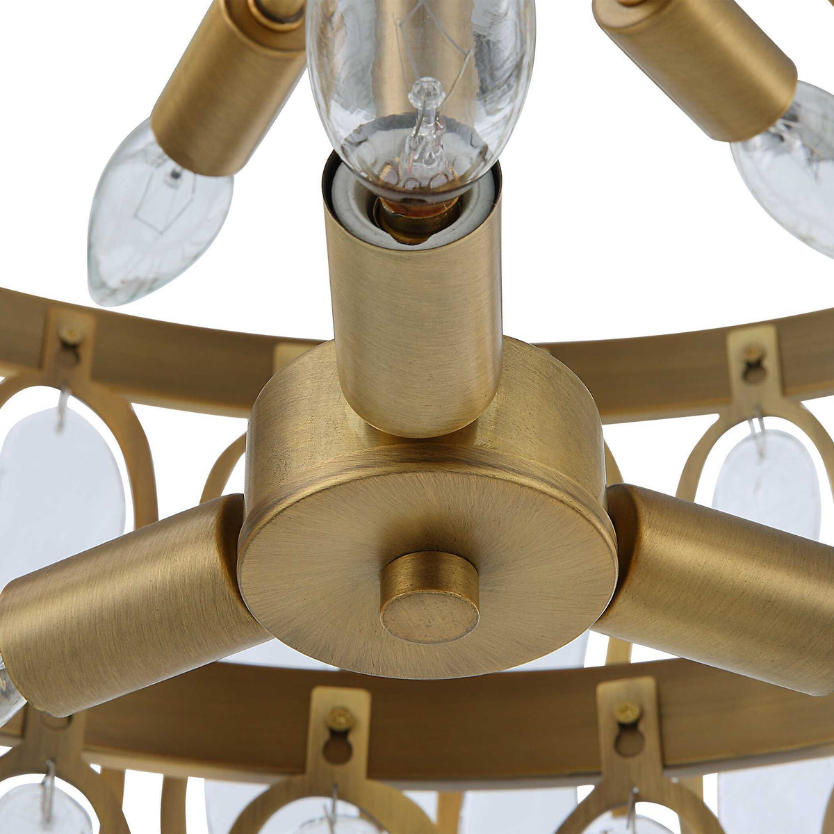 Aurelie 9 Light Round Pendant Brass - Yellow / White by Uttermost - View 7