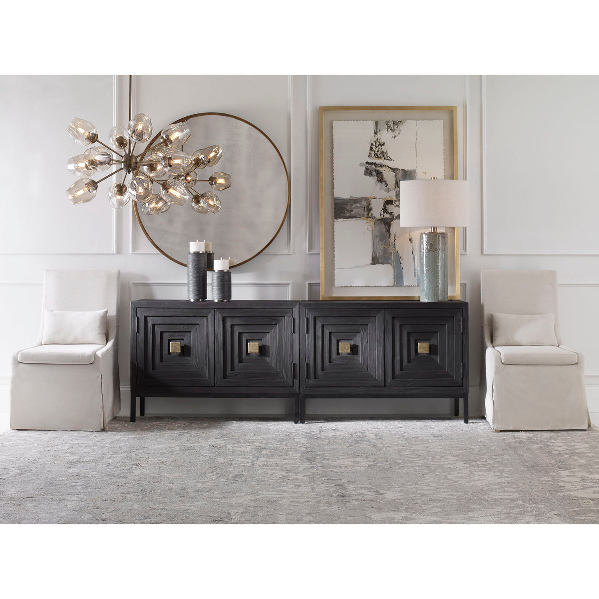 Coley Linen Armless Chair White - Beige by Uttermost - View 8