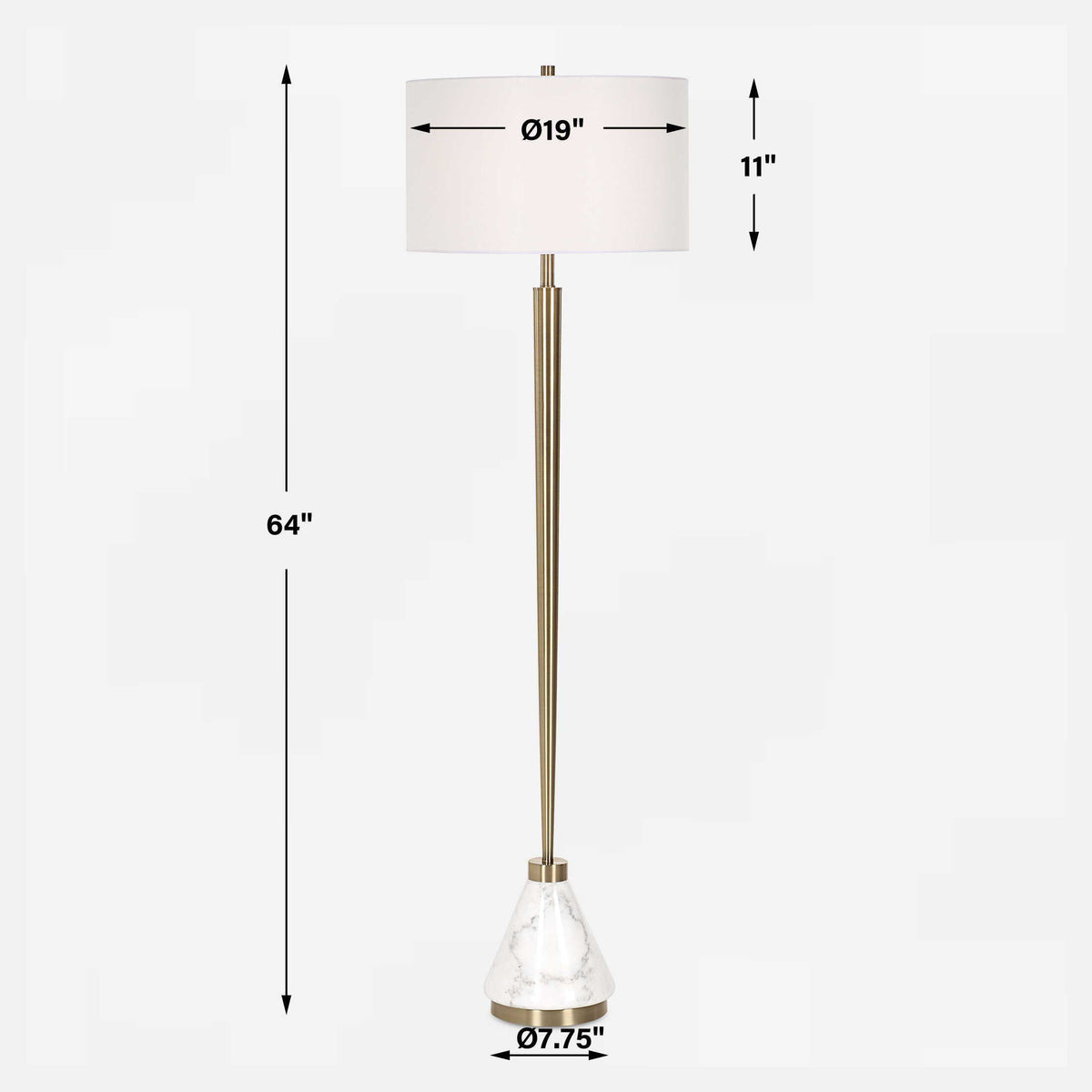 Curran Tapered Metal Floor Lamp - White by Uttermost - View 7