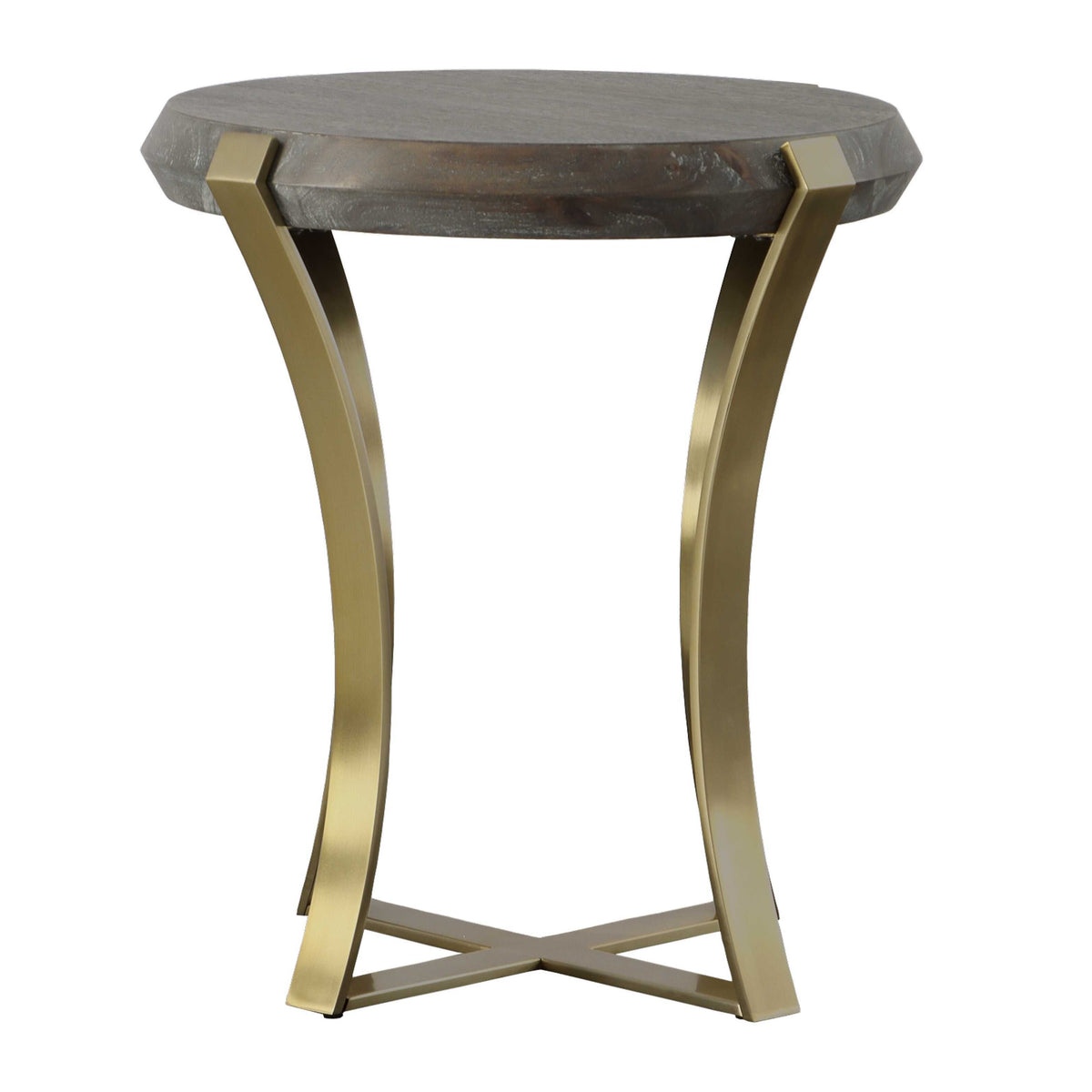 Unite Brass Leg Wood Side Table - Dark Brown / Yellow by Uttermost - View 4