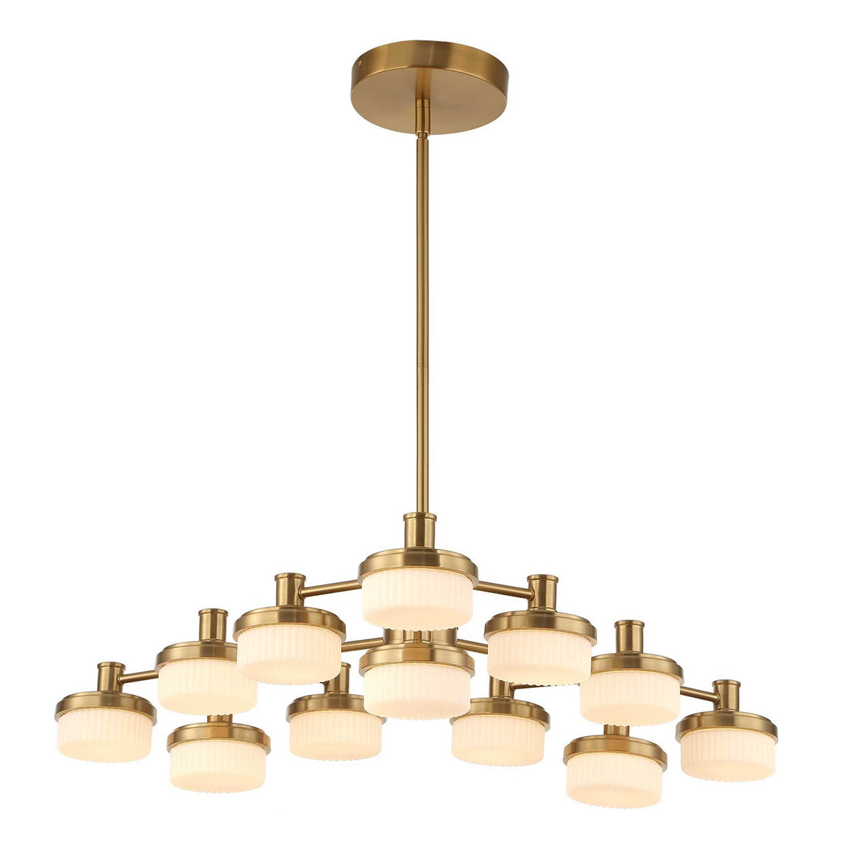 Wedge 12 Light LED Brass Chandelier White / Gold - Gold / White by Uttermost - View 9