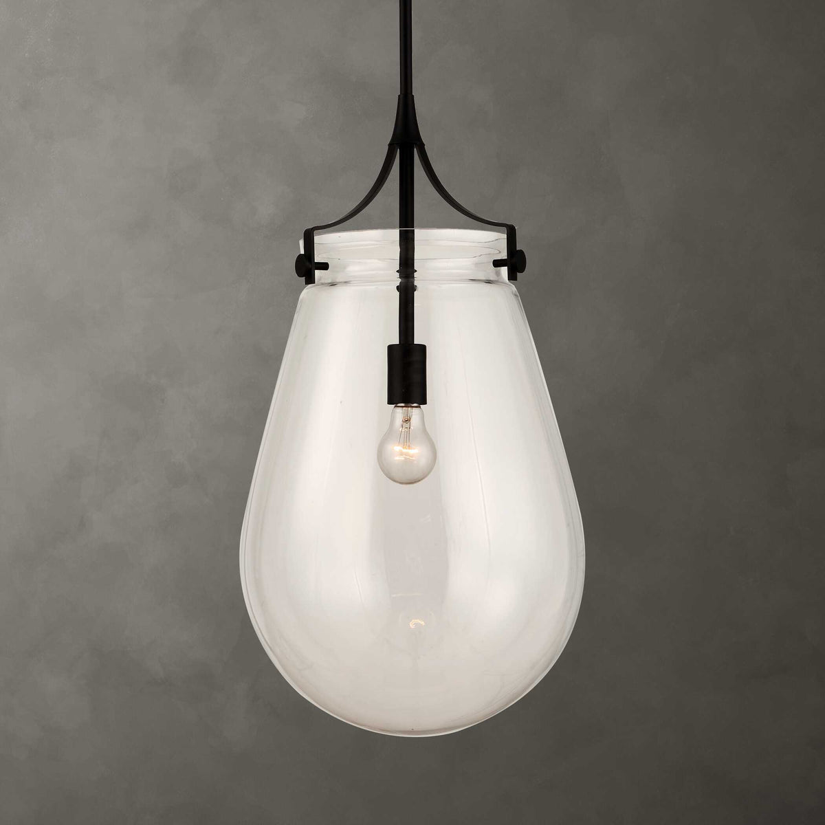 Dewdrop 1 Light Glass Shade Pendant - Black by Uttermost - View 2