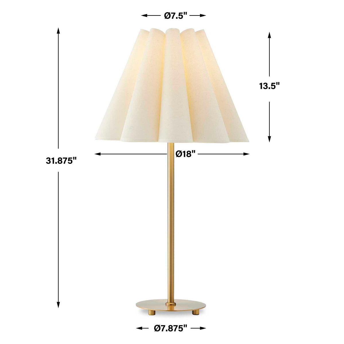 Lilabet Fluted Shade Table Lamp - Gold by Uttermost - View 9