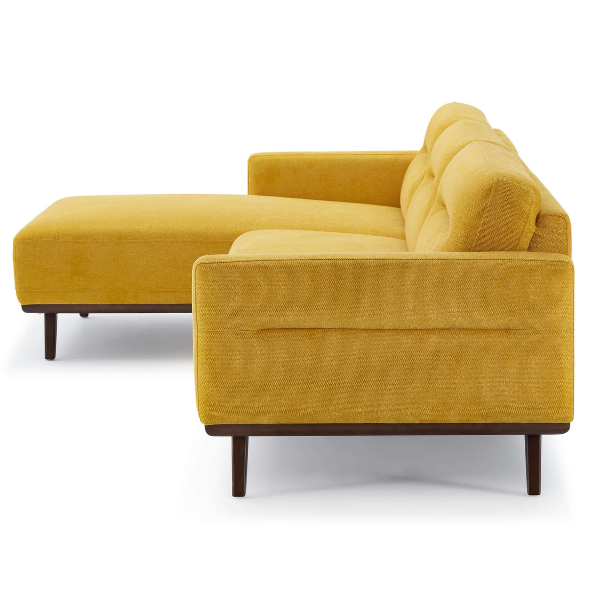 Ella L-Shaped Dark Yellow Linen Left Sectional Couch with High-Density Foam