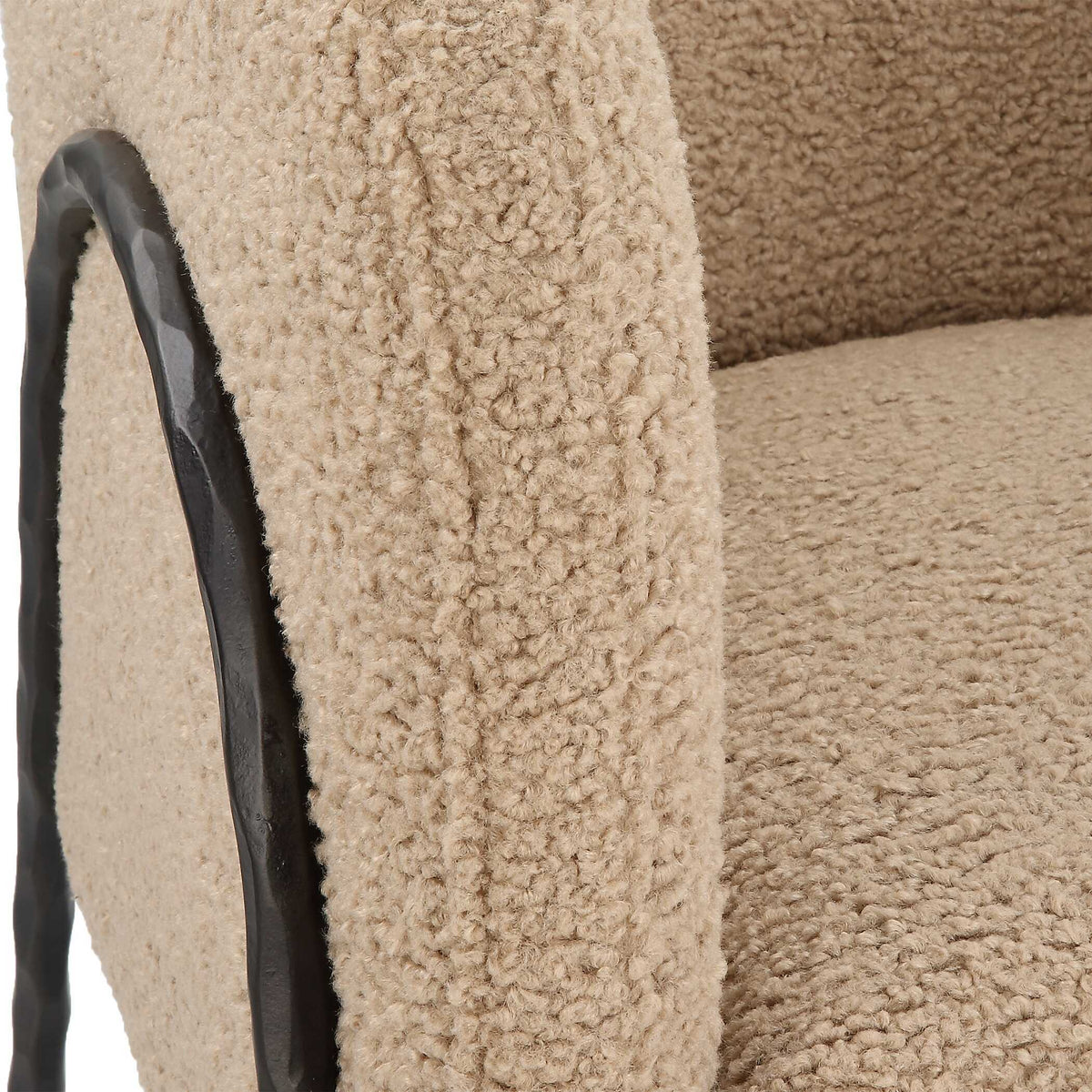 Jacobsen Tan Shearling Barrel Chair - Beige by Uttermost - View 4