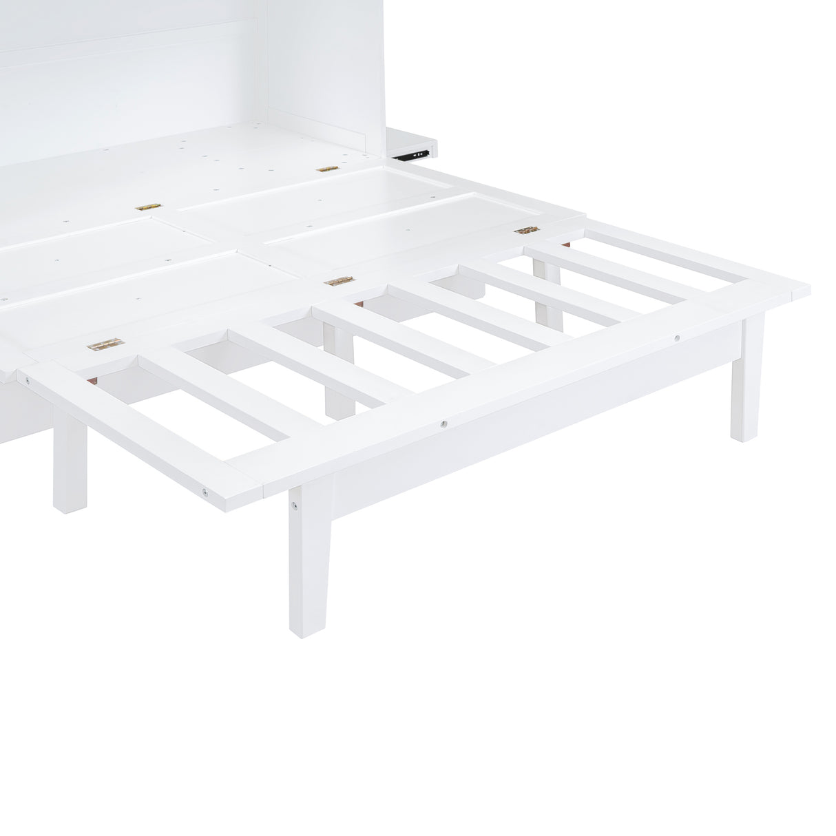 Queen Size Murphy Bed with USB Port and removable Shelves on Each Side,White - Home Elegance USA