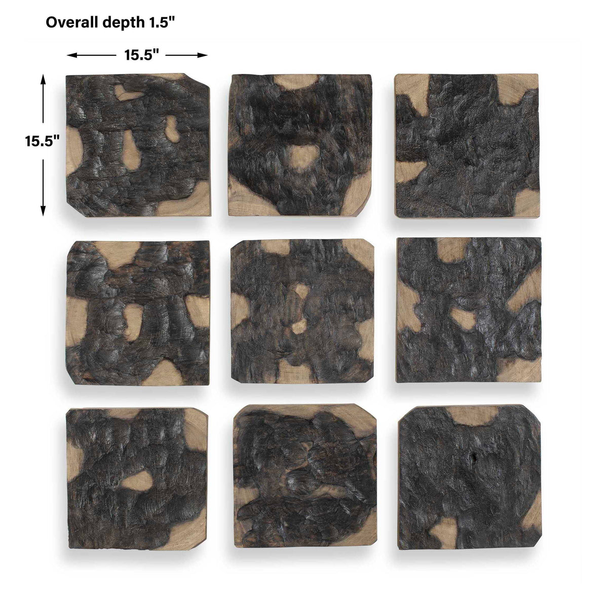 Ignite Wood Wall Decor (Set of 9) Black / Woodtone - Black / Light Brown by Uttermost - View 7