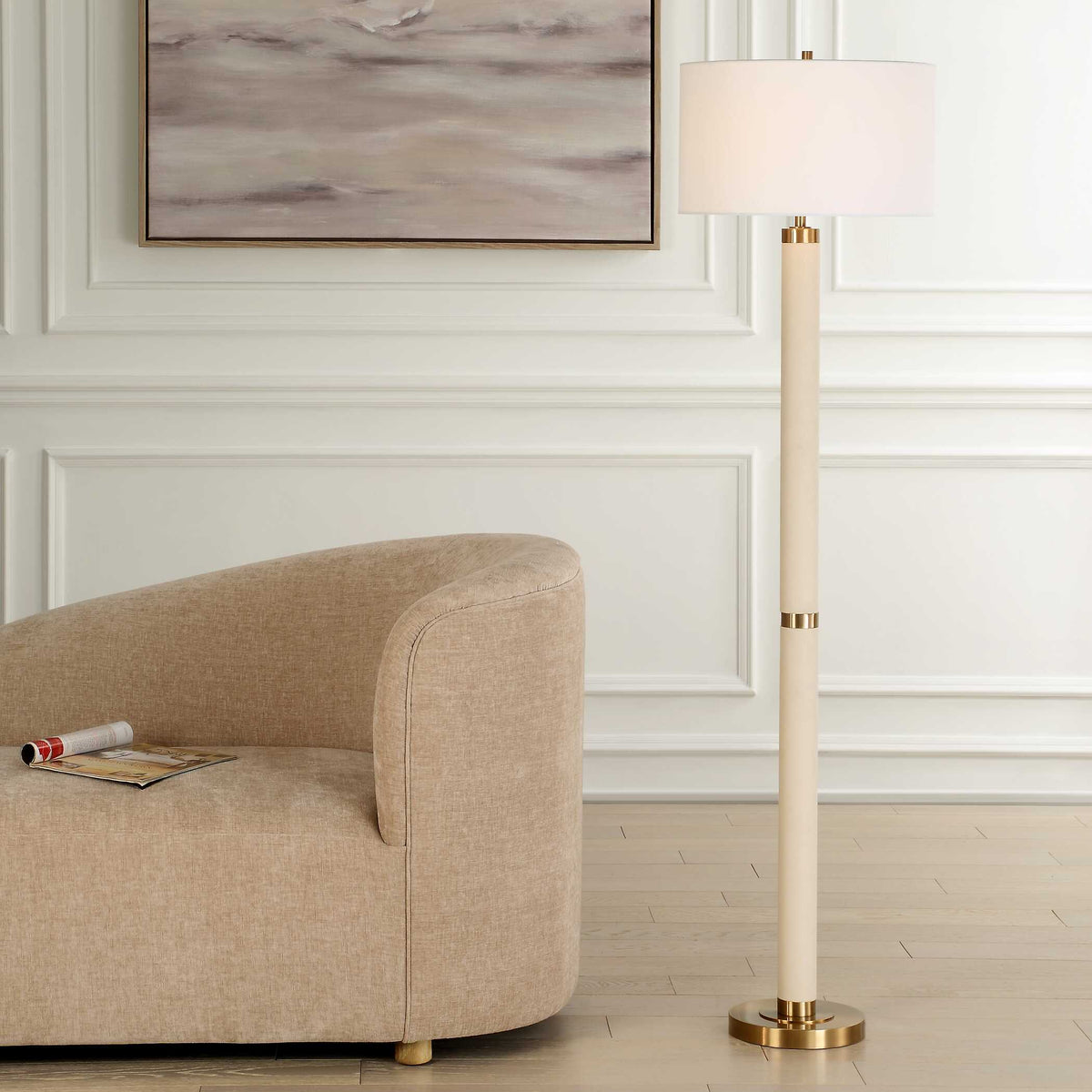 Wessex Floor Lamp - Gold / White by Uttermost - View 2