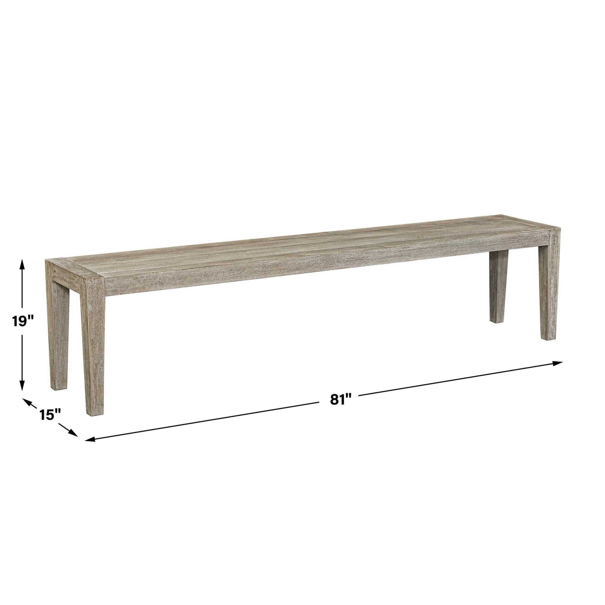 Kirkham Wooden Outdoor Bench - Gray by Uttermost - View 7