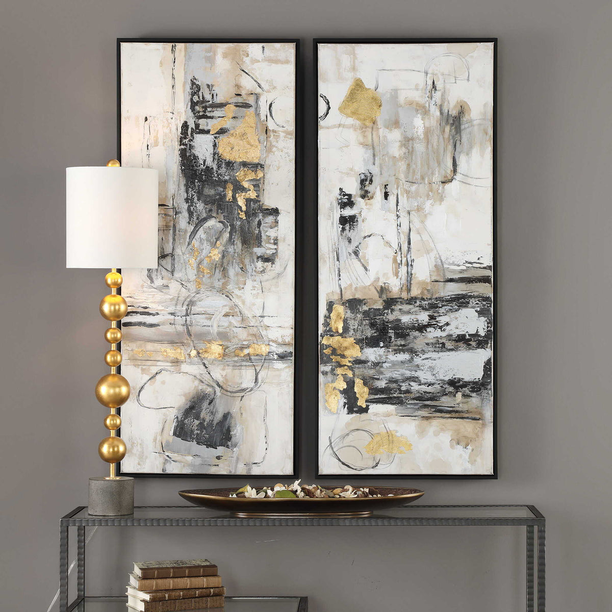 Life Scenes Abstract Art (Set of 2) - Beige / Yellow by Uttermost - View 2