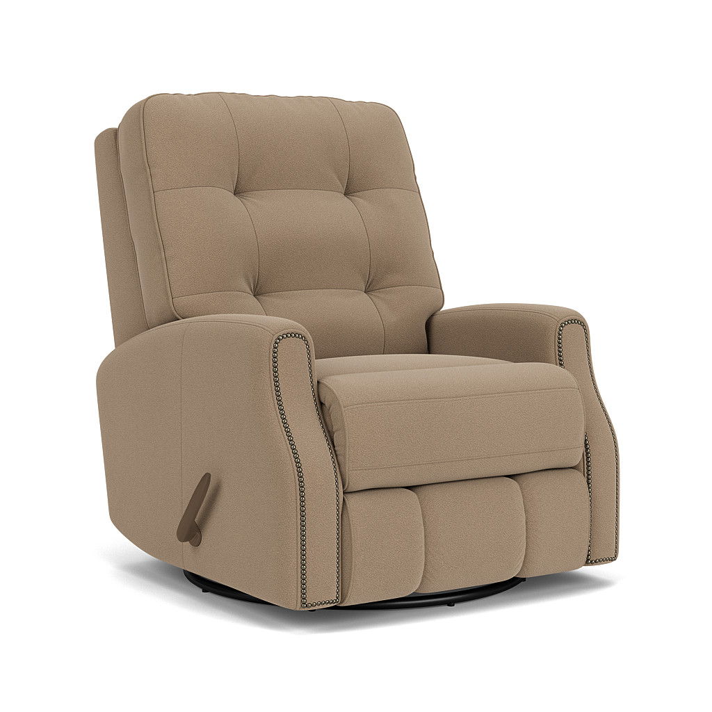 Devon Transitional Leather Swivel Gliding Recliner, Nailhead Trim | Flexsteel