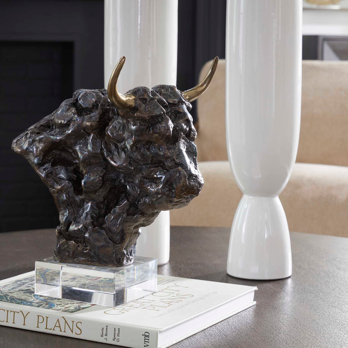Bison Bust Bronze Sculpture by Uttermost - View 2