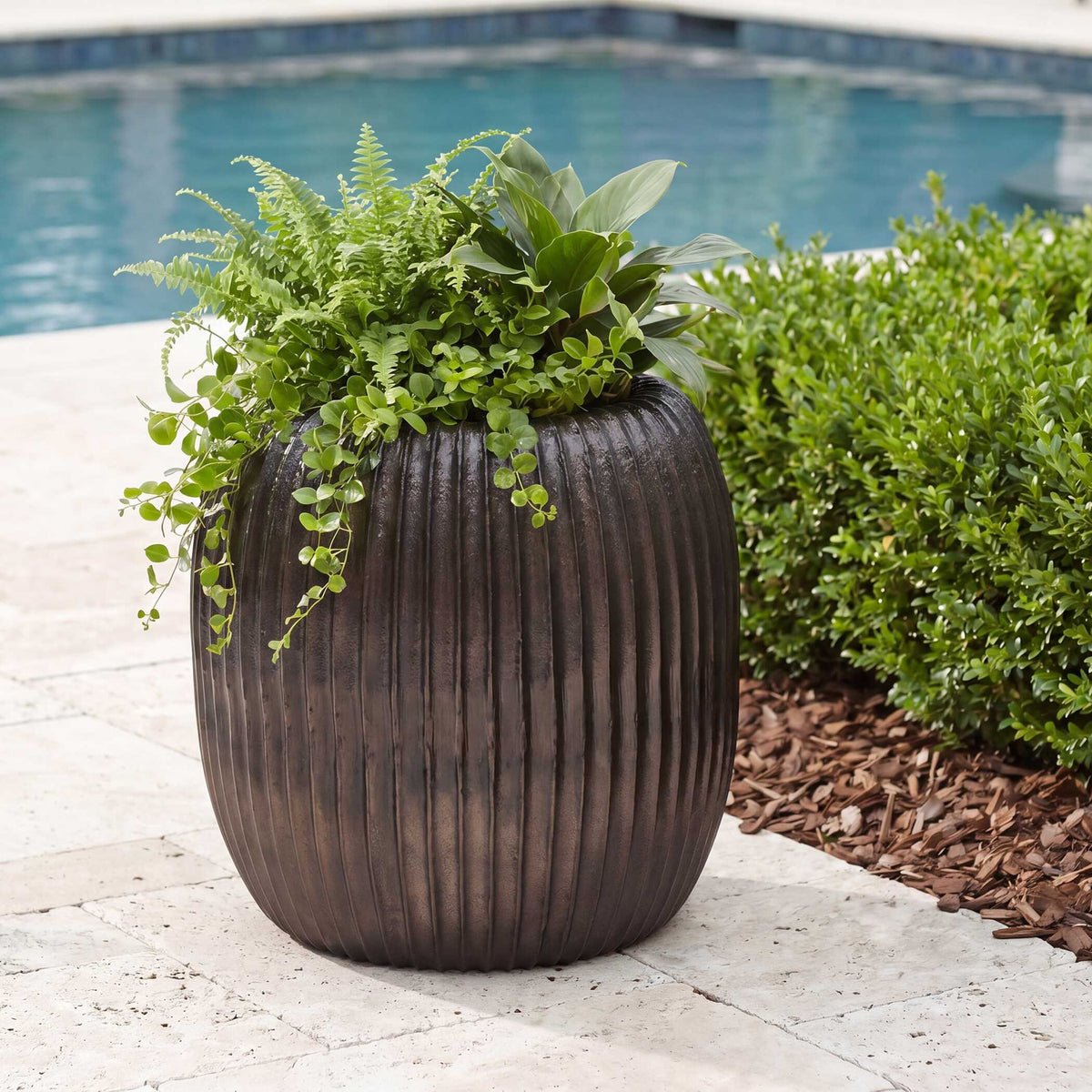 Vector Ridge Indoor-Outdoor Planter - Bronze by Uttermost - View 2