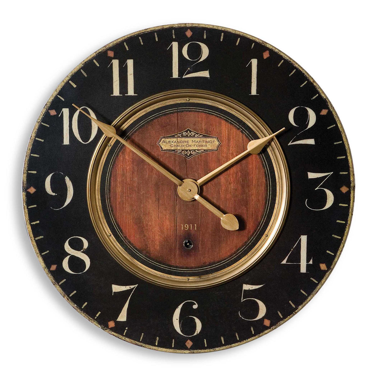 Alexandre 23" Clock - Black / Light Brown by Uttermost - View 1