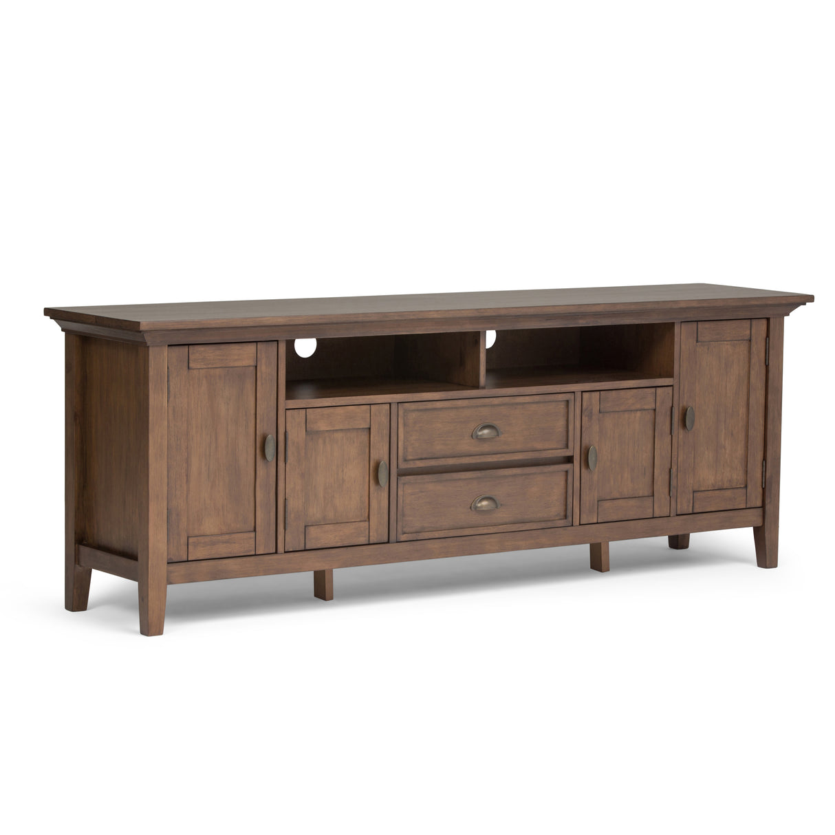 Redmond 72 inch Wide Solid Wood TV Stand in Rustic Natural Aged Brown For TVs up to 80 inches