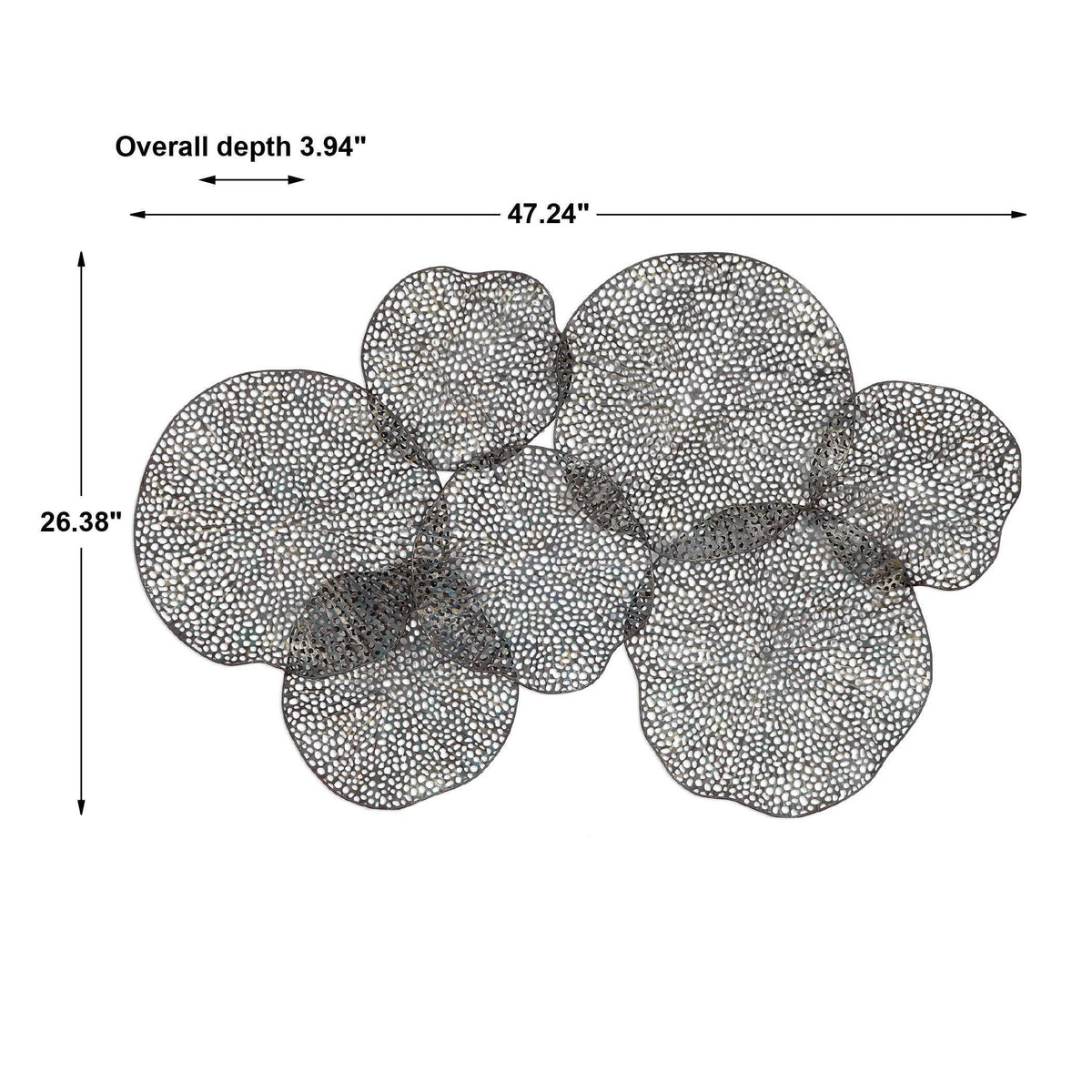 Ripley Metal Leaf Wall Art Silver - Gray by Uttermost - View 6