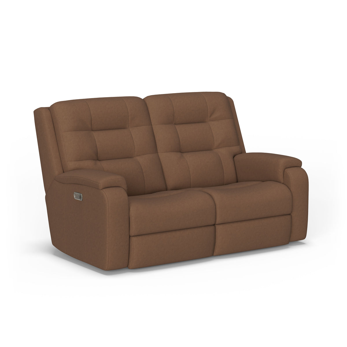 Arlo Transitional Leather Power Reclining Loveseat, Power Headrests & Lumbar | Flexsteel