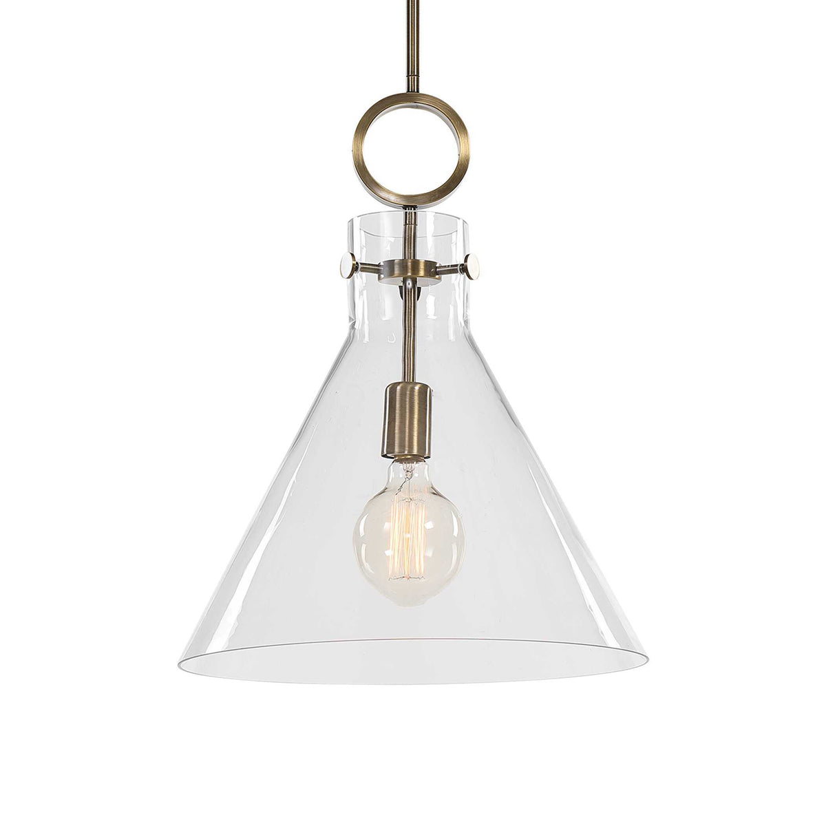 Imbuto Funnel Glass 1 Light Pendant White & Gold - White / Yellow by Uttermost - View 5