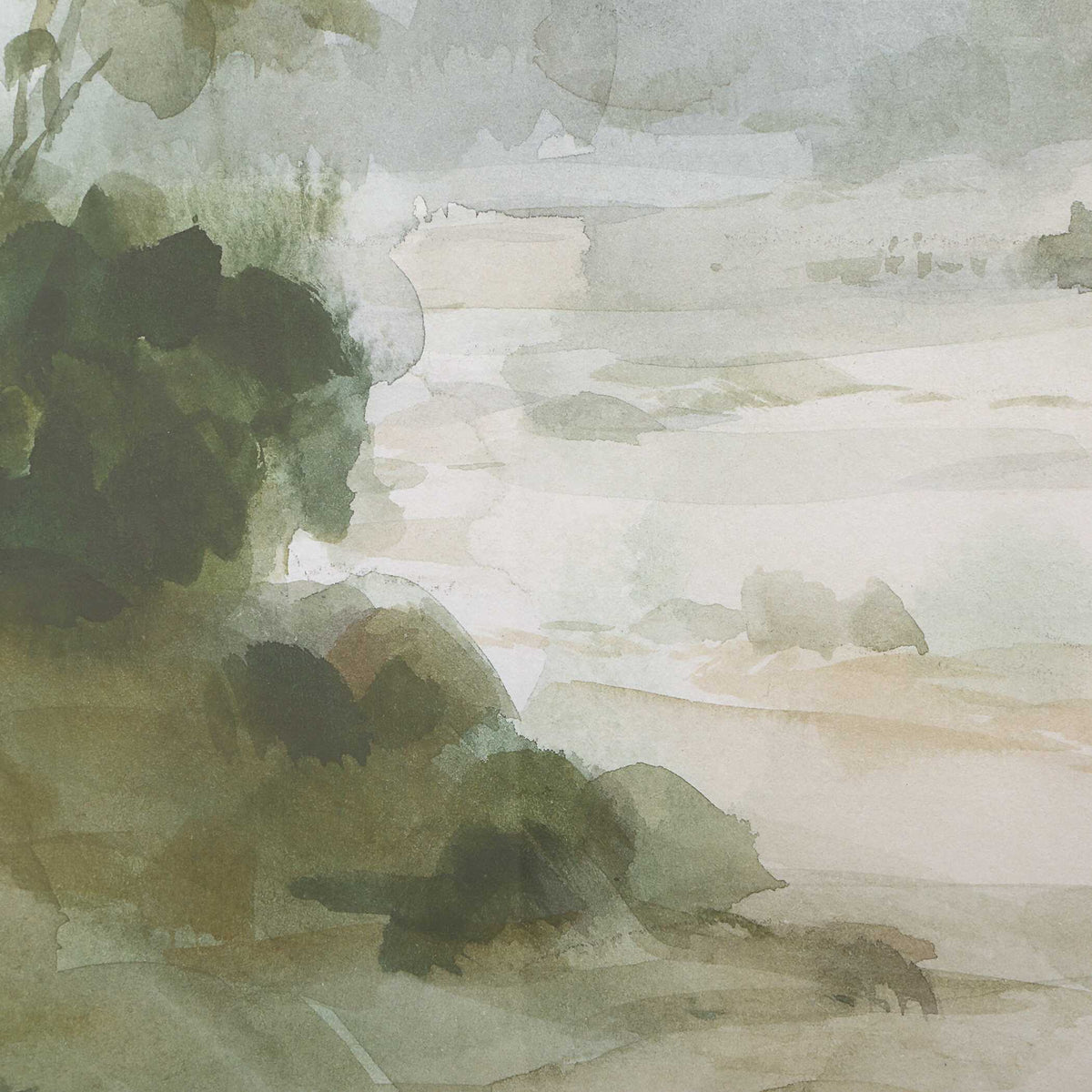 Verdant Watercolor Landscape Print - Light Brown by Uttermost - View 5