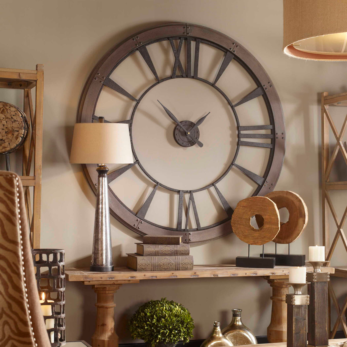 Ronan Wall Clock, Large - Dark Brown by Uttermost - View 5