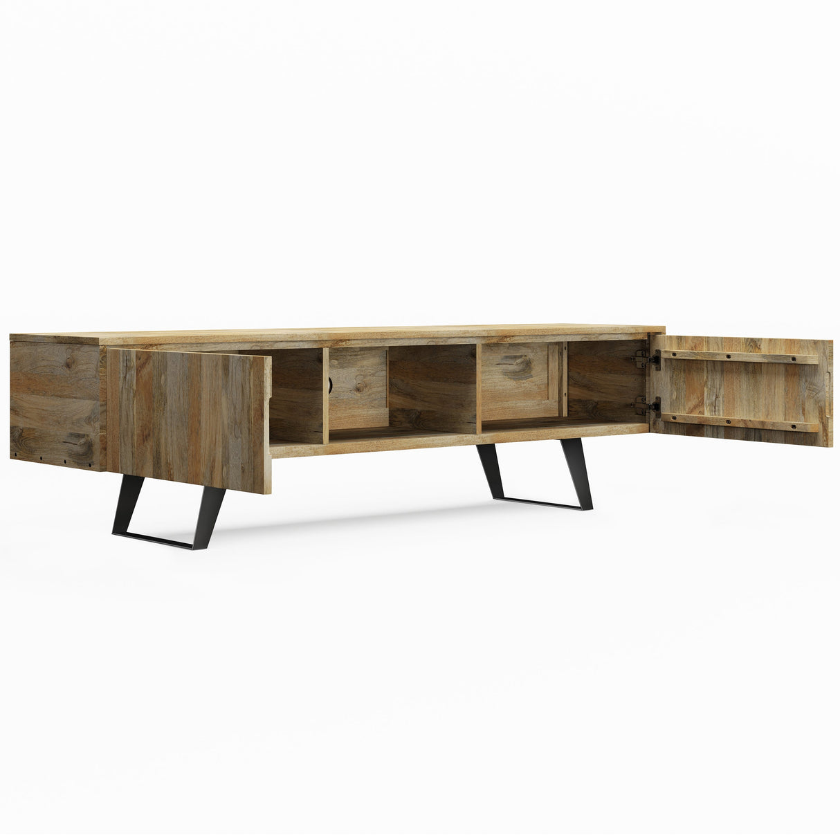 Lowry 72 inch Wide Solid Wood TV Stand in Natural For TVs up to 80 inches - sold by Home Elegance USA