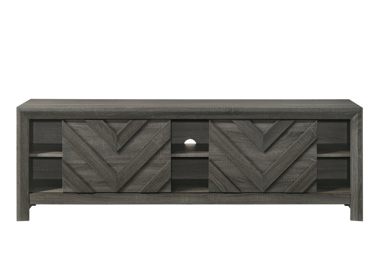 1pc Rustic Geometric Design Contemporary Traditional Interiors Entertainment Console TV Stand Living Room Furniture Grey - sold by Home Elegance USA