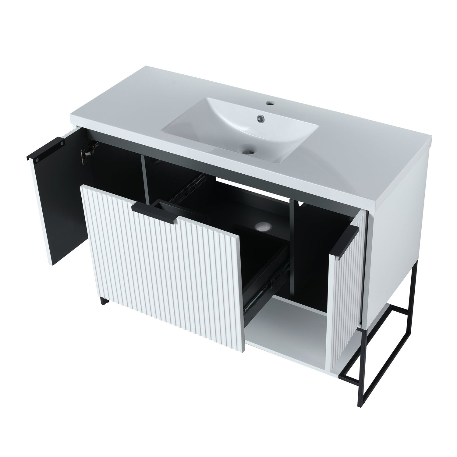 48 Inch Freestanding Bathroom Vanity With Resin Basin,48x18 - BVA01148WH | Home Elegance USA