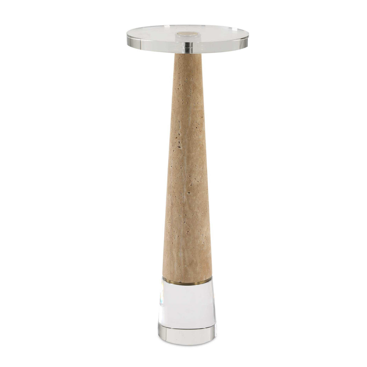 Niari Travertine Drink Table - Light Brown by Uttermost - View 1