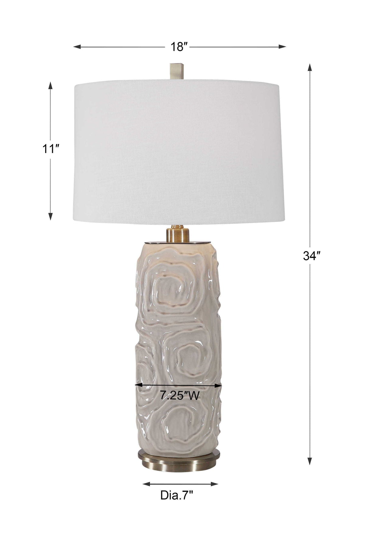 Zade Table Lamp Warm Gray - White by Uttermost - View 8