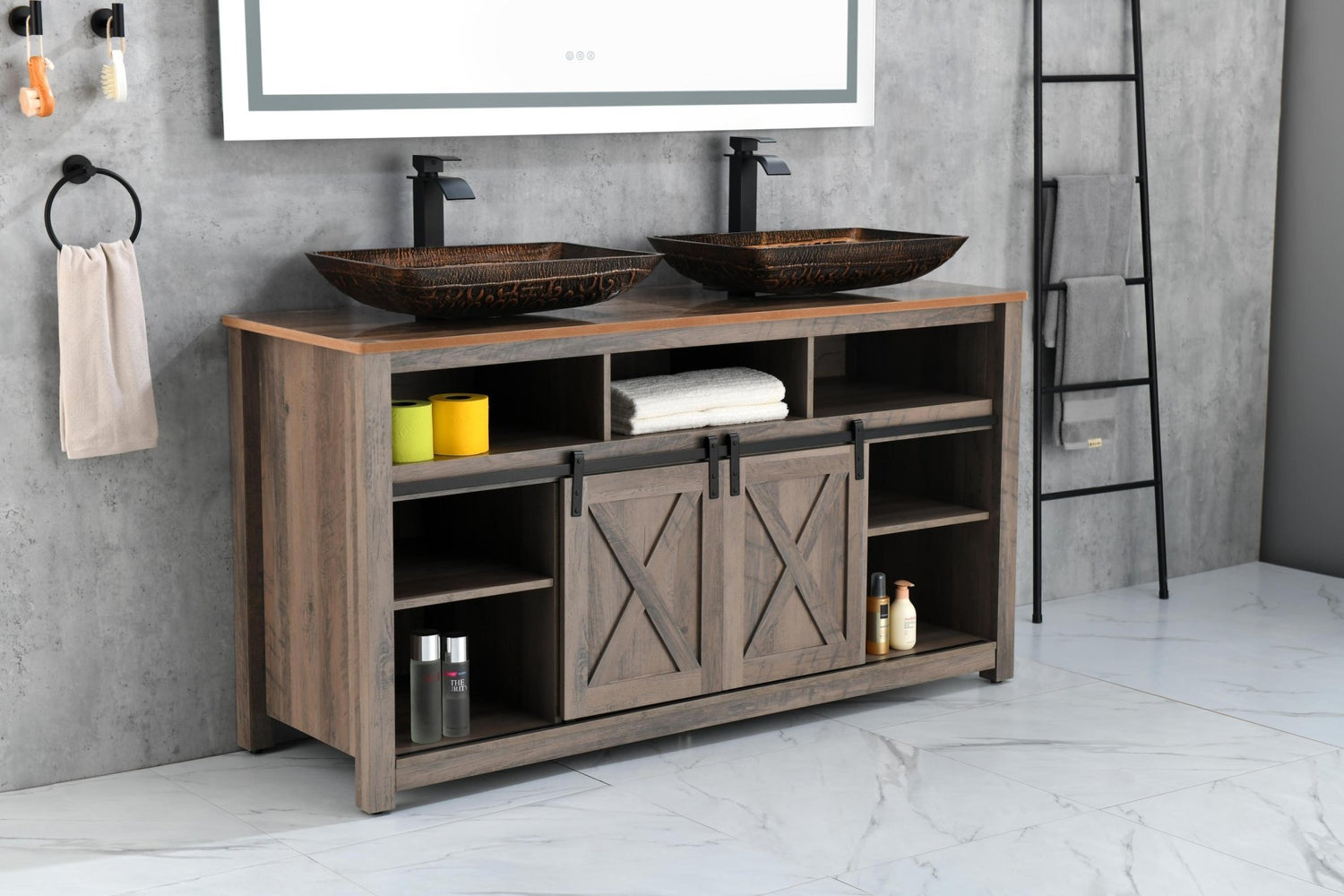 60in. W x 48 in. H LED Lighted Bathroom Wall Mounted Mirror with High Lumen+Anti - Fog Separately Control bedroom full - length mirror bathroom led mirror hair salon mirror | Home Elegance USA