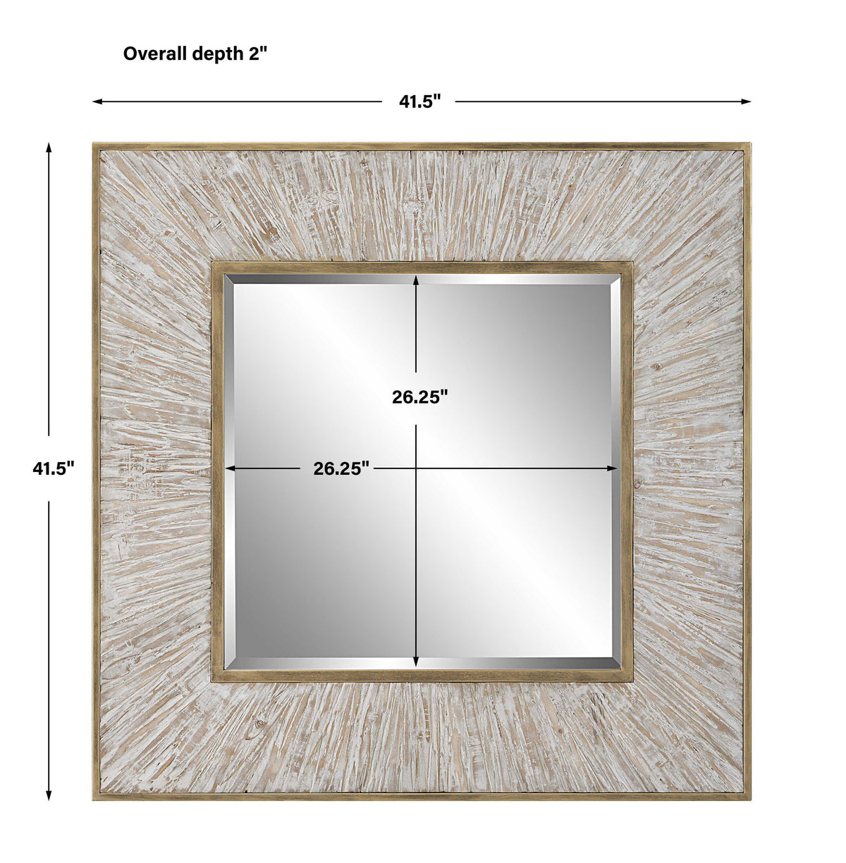 Wharton Square Mirror - Gold / Beige by Uttermost - View 7