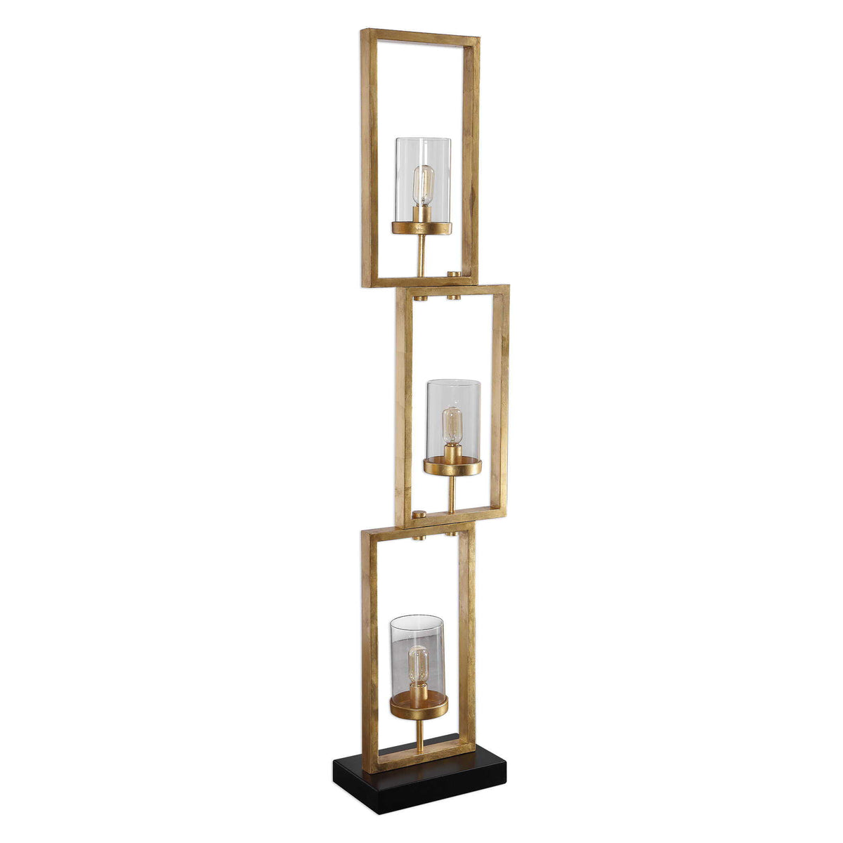 Cielo Staggered Rectangles Floor Lamp - Gold / Black by Uttermost - View 3