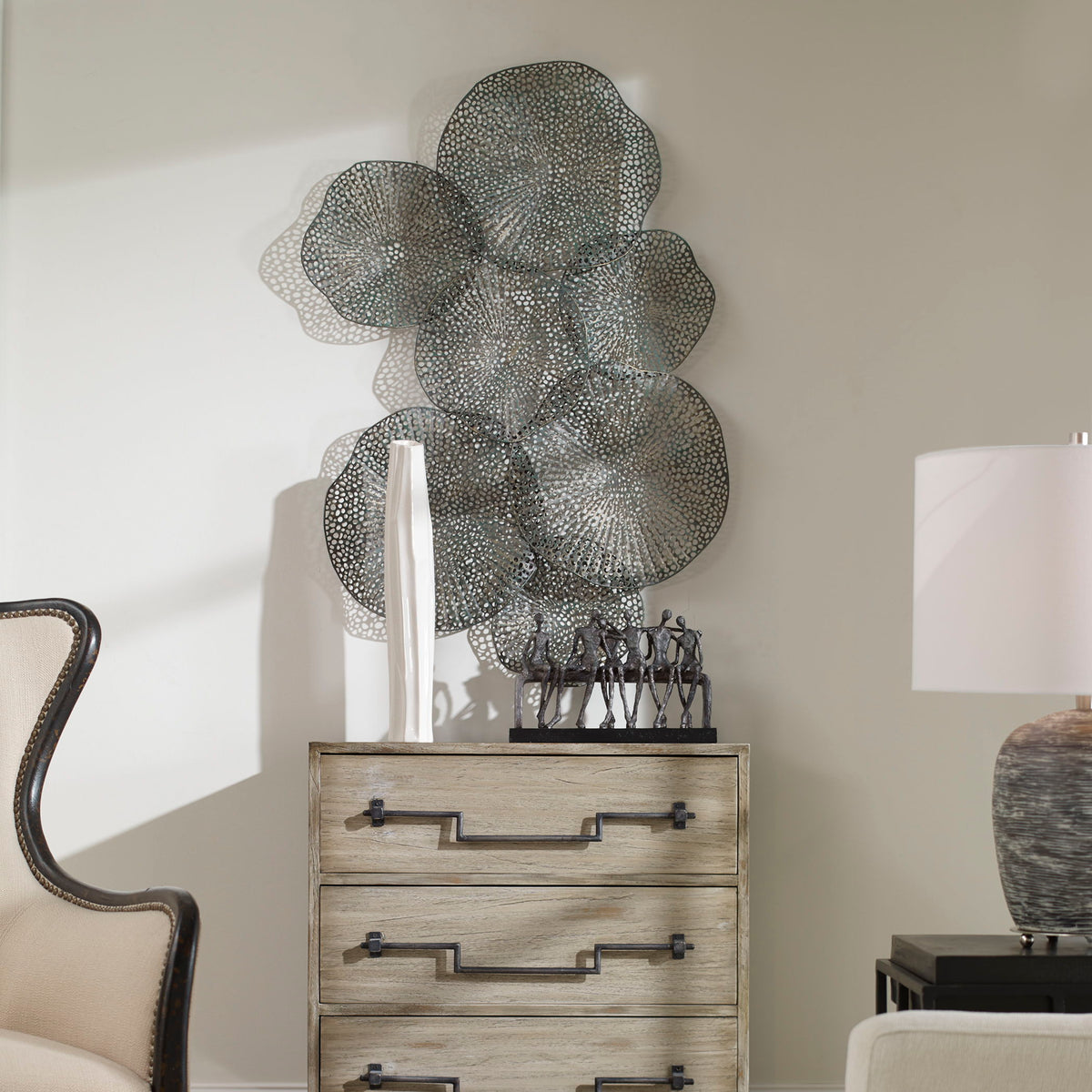 Ripley Metal Leaf Wall Art Silver - Gray by Uttermost - View 4