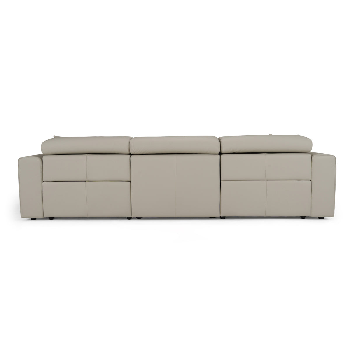 Dalton - Modern Italian Light Grey Leather 4-Seat Sofa + 2 Recliners - View Image 1