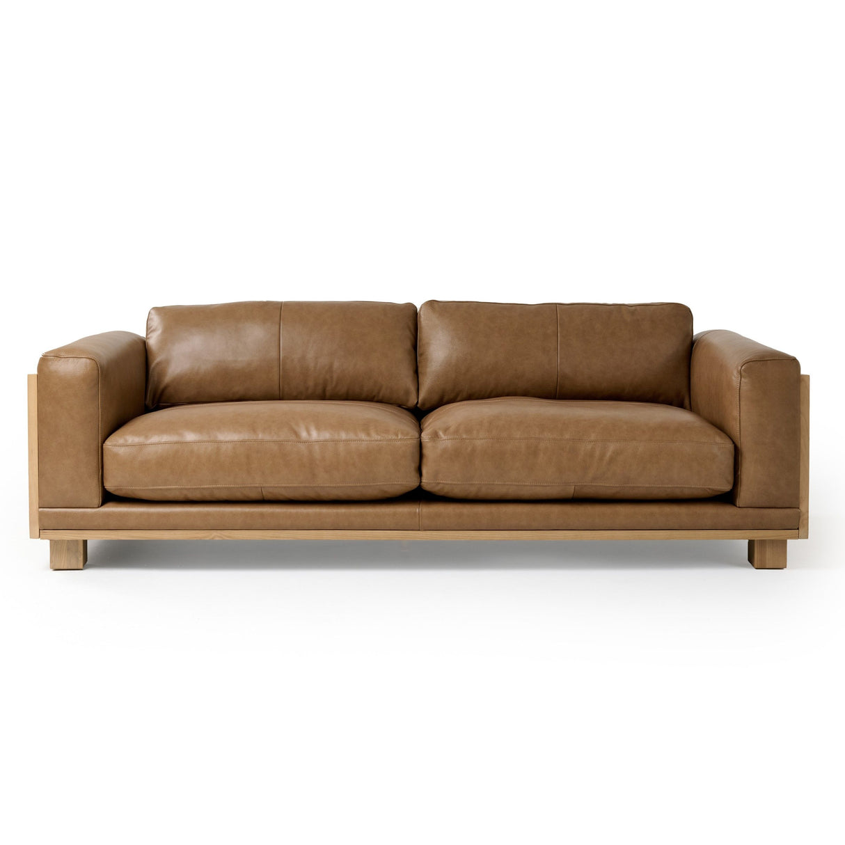 Divani Casa Danson - Modern Tan Leather + Wicker Sofa