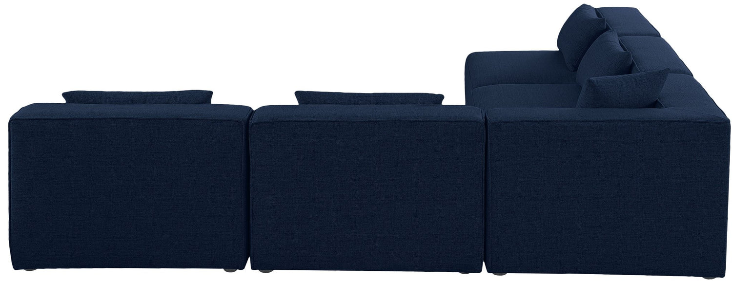 Cube - Modular Sectional 5 Piece - Navy - Fabric | Home Elegance USA