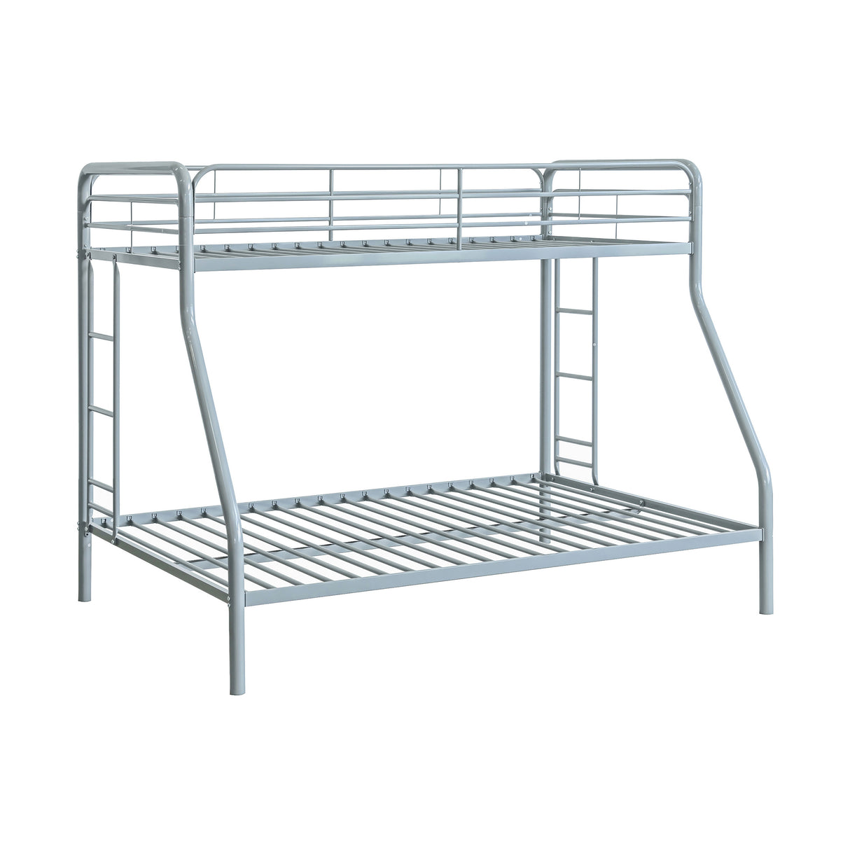Metal Twin Over Full Bunk Bed, Glossy Silver
