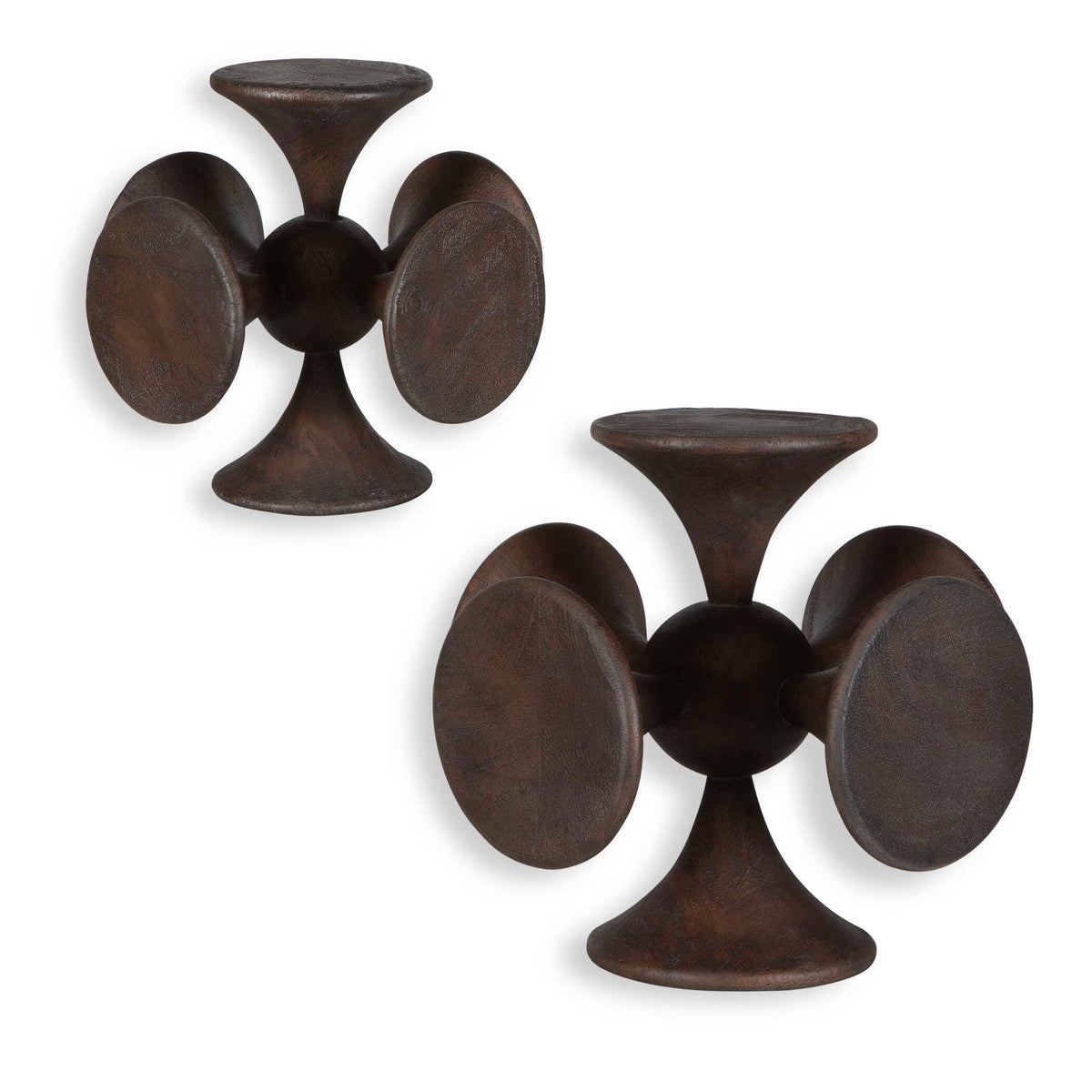 Balanced Harmony Wooden Sculptures (Set of 2) - Dark Brown by Uttermost - View 1