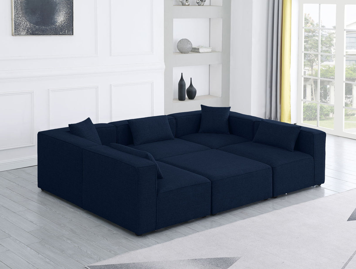 Cube - Modular Sectional 6 Piece - Navy - Fabric | Home Elegance USA