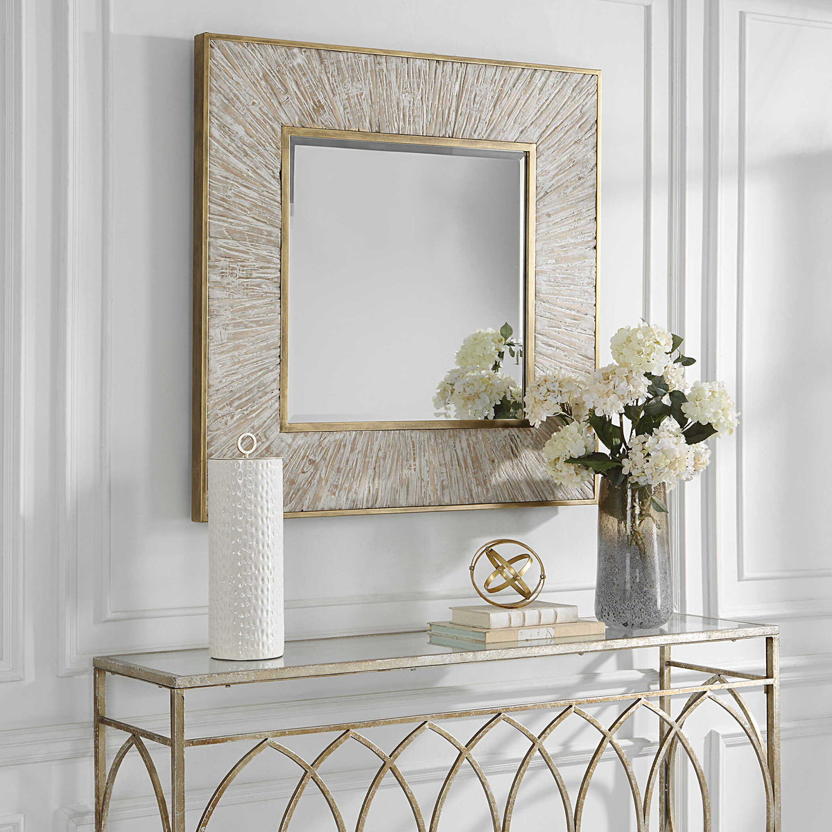 Wharton Square Mirror - Gold / Beige by Uttermost - View 4