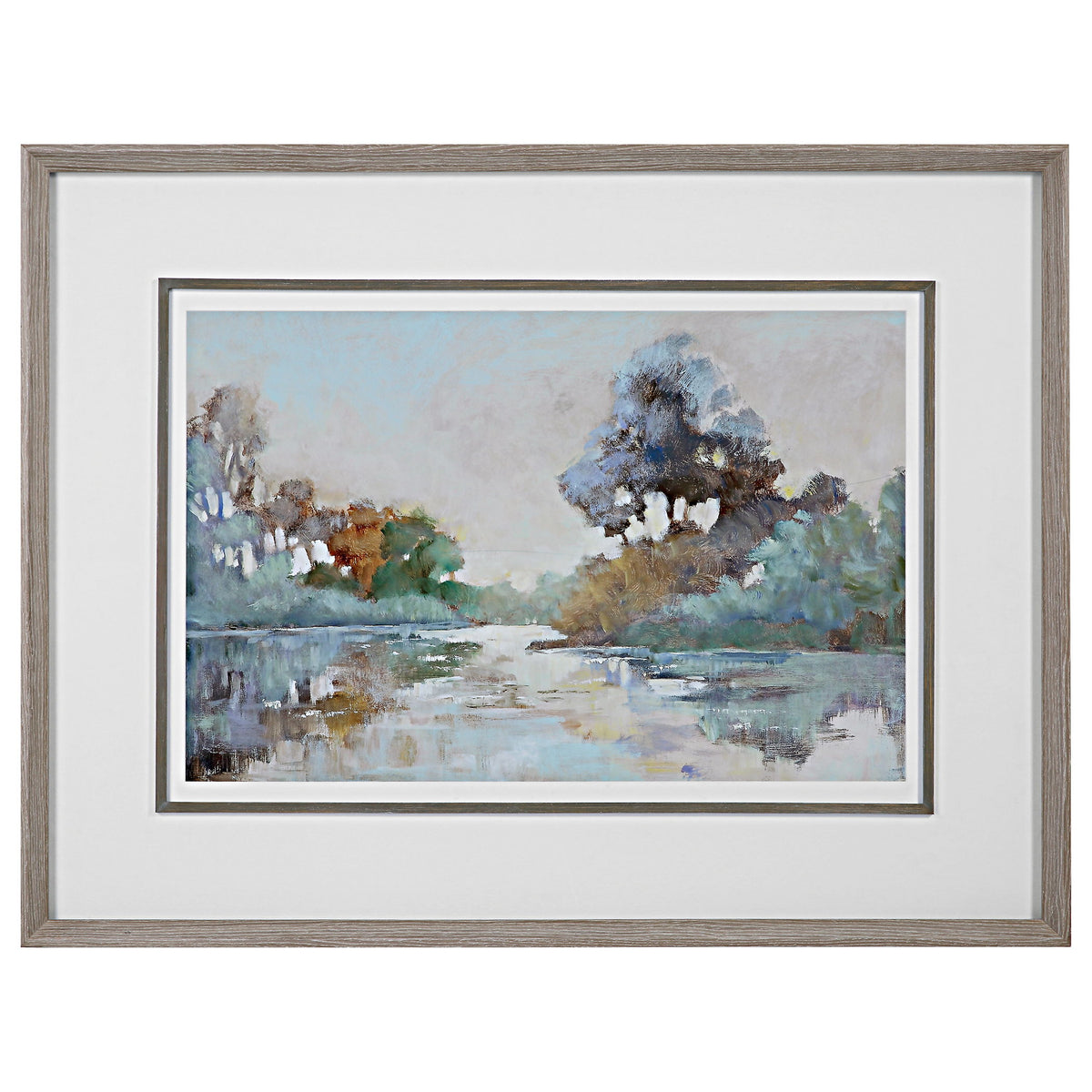 Morning Lake Watercolor Framed Print - Blue by Uttermost - View 1