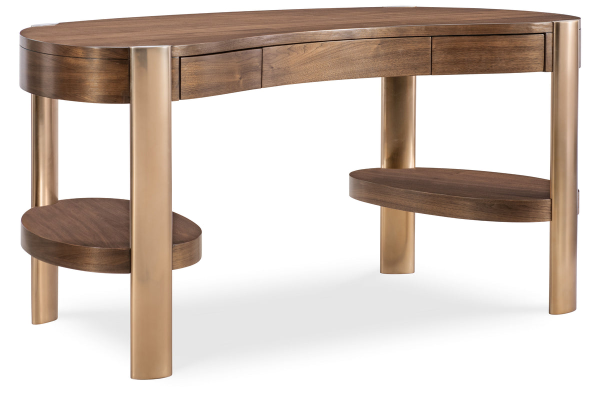 Eleana Writing Desk Medium Wood / Gold - Dark Brown / Gold by Hooker Furniture - View 1