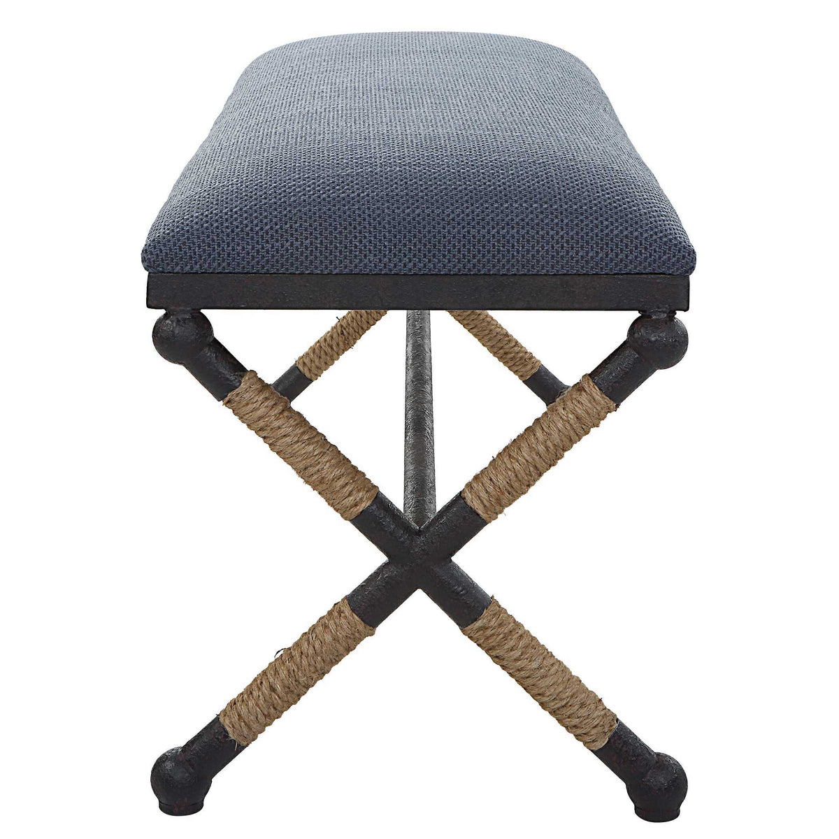 Firth Rustic Bench Navy - Blue / Light Brown by Uttermost - View 5